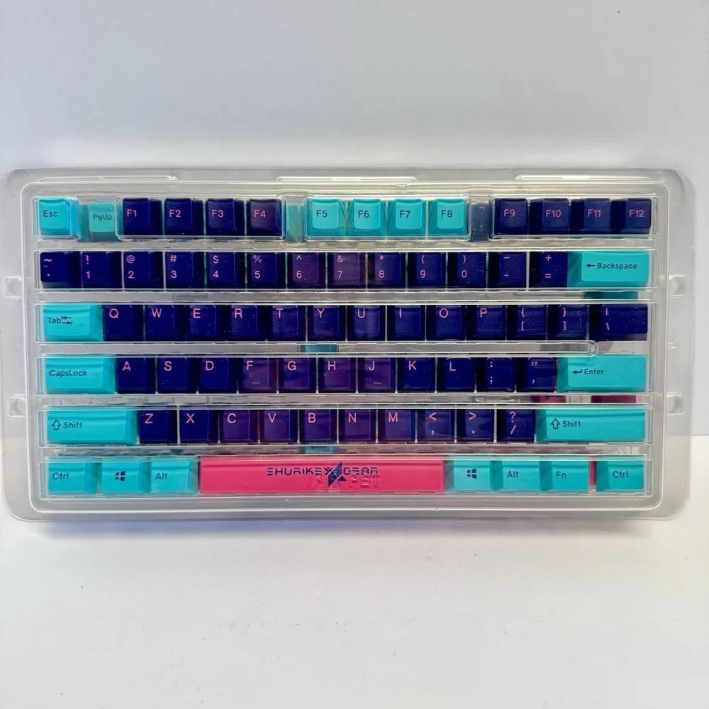 Shurikey Gear Double Shot Keycap Set Purple Pink Teal for Cherry MX 167 Keys